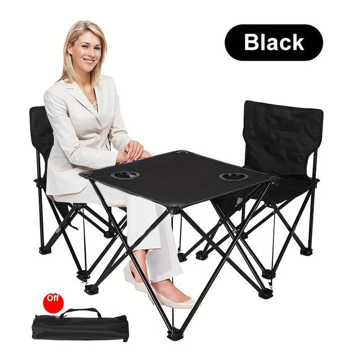 Ensemble de sièges de jardin pliable Campafleur | 2 chaises & 1 table | Motif floral | Portable & Résistant aux intempéries