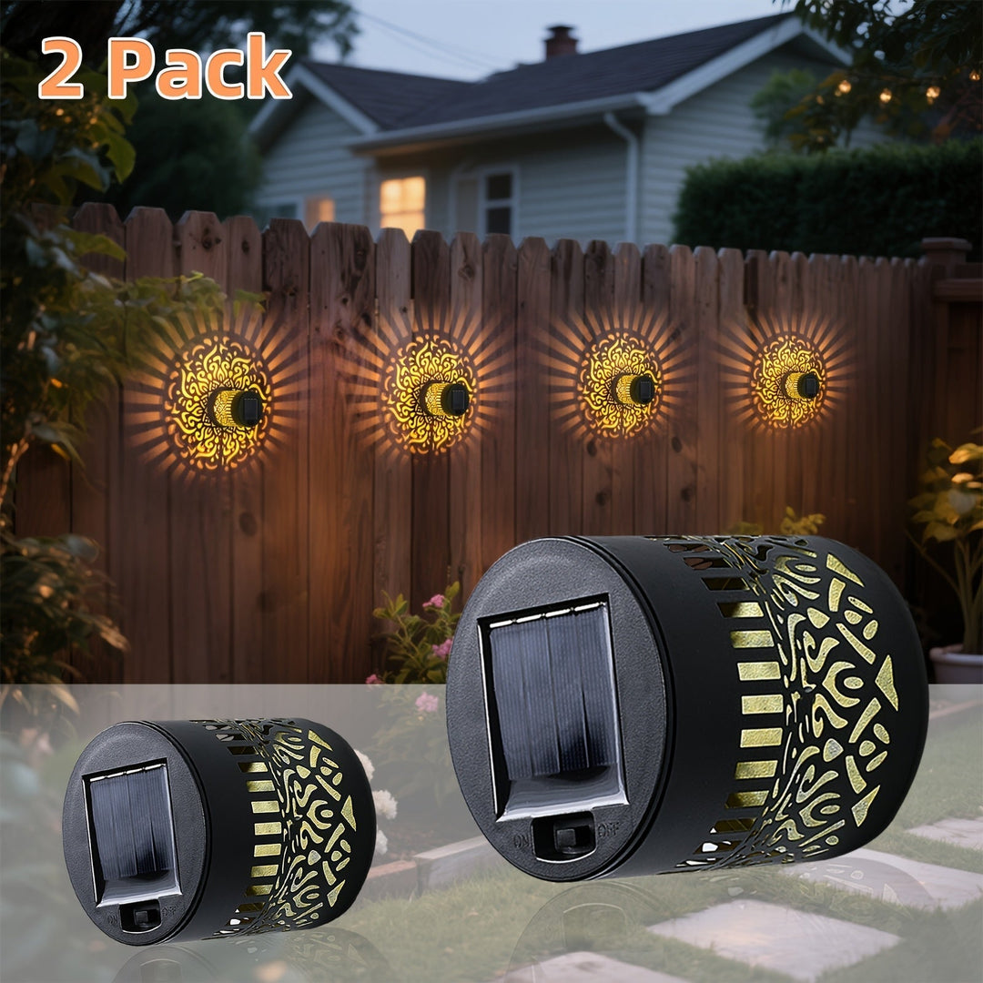 LumoraLicht Appliques Solaires Extérieures Set de 2 | IP65 Étanche | Motif Lumineux Filigrane | Sans Câble & Électricité