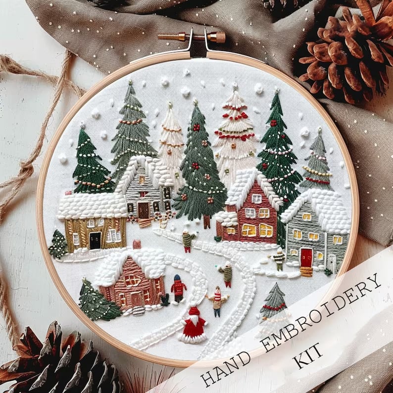 HollyHoop™ - Ensemble de broderie d'hiver pour débutants