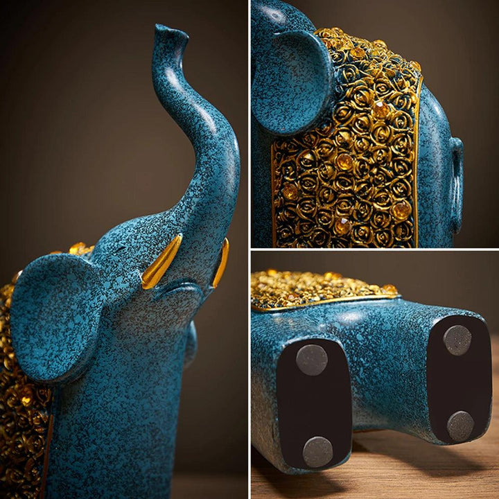 Figurines déco Éléphants 2 pièces | Design Rétro | Résine | 13x8x30 cm