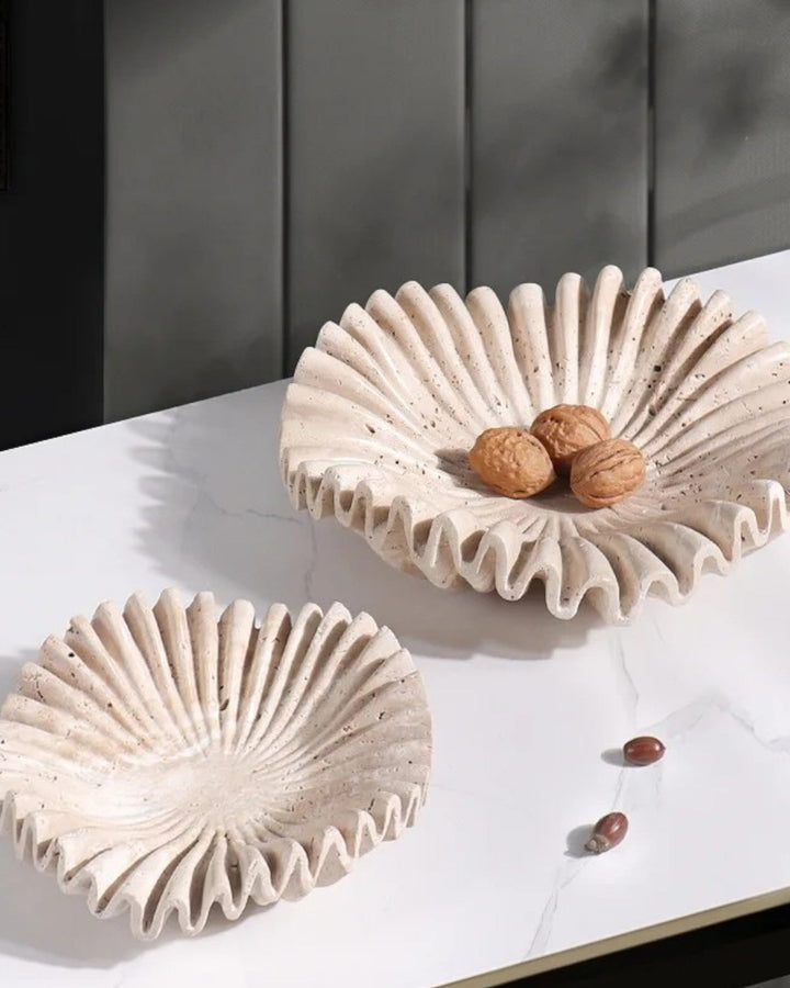 Plateau en marbre - Plateau décoratif rétro beige style Wabi-Sabi 20/30 cm