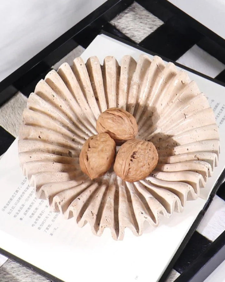 Plateau en marbre - Plateau décoratif rétro beige style Wabi-Sabi 20/30 cm