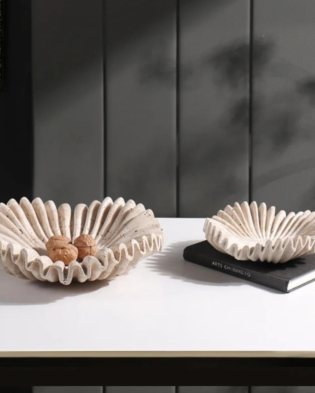 Plateau en marbre - Plateau décoratif rétro beige style Wabi-Sabi 20/30 cm