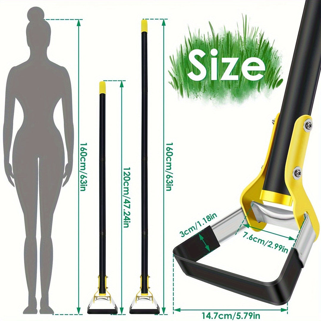 TerraTri Houe de Jardin | Tête triangulaire en acier inoxydable | Poignée ergonomique | Noir-Jaune