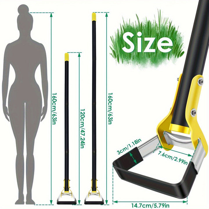 TerraTri Houe de Jardin | Tête triangulaire en acier inoxydable | Poignée ergonomique | Noir-Jaune