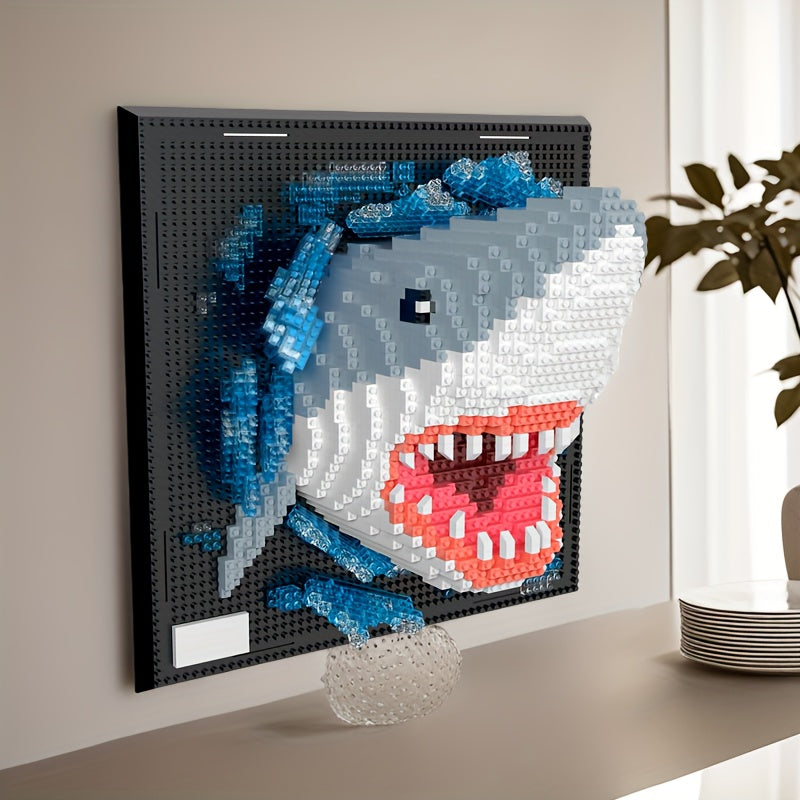 BrickVista 3D Art mural Set | Requin & Aigle | 2000 Blocs | Plastique ABS | 24,5 × 24,5 cm