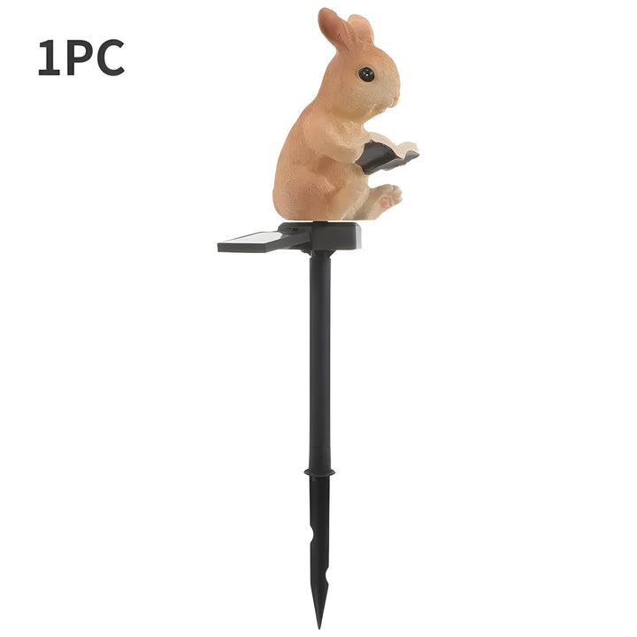 Fabelux Lampe de jardin solaire Lapin | Lapin décoratif lecteur avec LED | Résistant aux intempéries & capteur crépusculaire | Résine synthétique