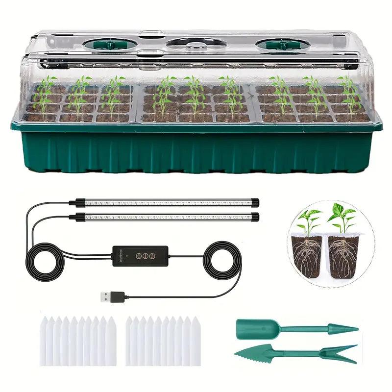Growmida Kit de Culture Intérieur | Avec Lumière de Plante LED & Couverture d'Humidité Réglable | Station de Semis à 36 Cellules | Inclus Accessoires