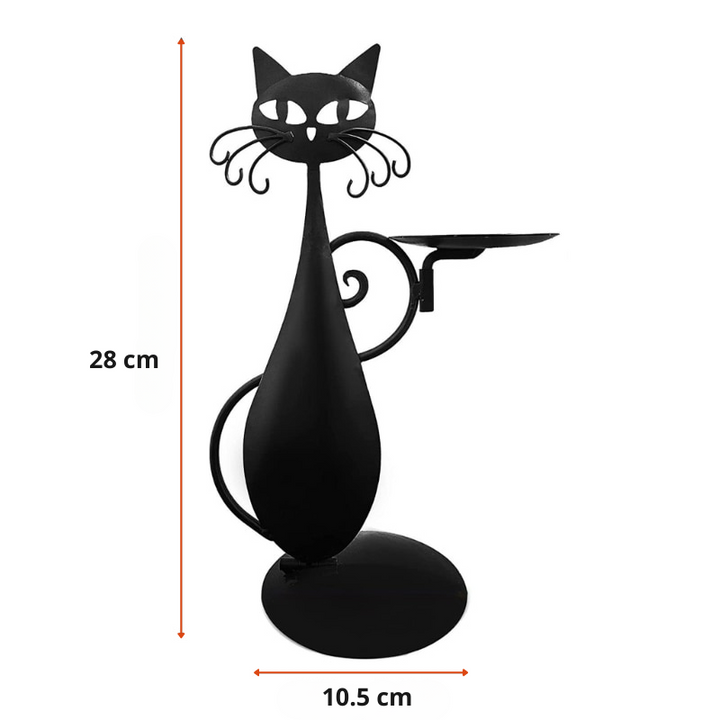Bougeoir NoctiCat | Design Vintage Chat | Fer Noir | Protecteur & Élégant