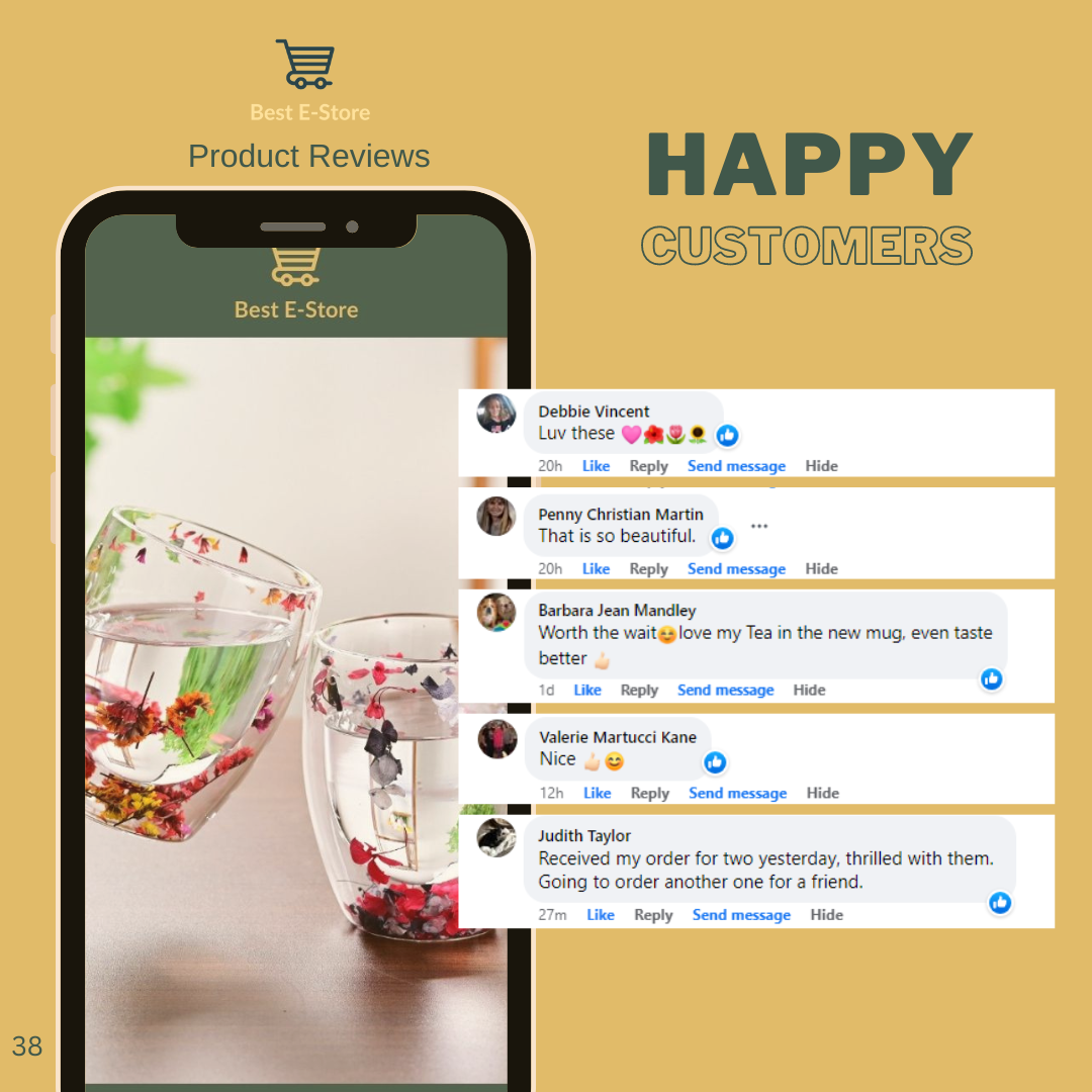 Tasses en verre avec des fleurs séchées