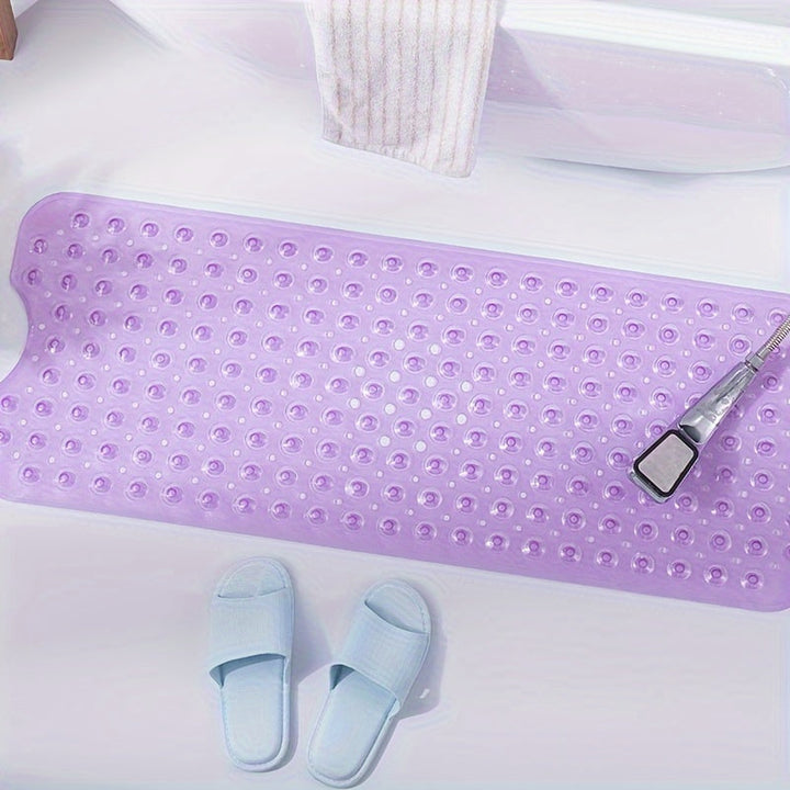 Tapis de bain antidérapant SAFELIA | Extra long (101×40 cm) | Avec ventouses et trous de drainage | PVC