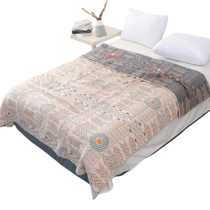 Mandoria Couverture Réversible Boho | Design Mandala | Utilisable des Deux Côtés & Douce au Toucher | 150×200 cm / 200×230 cm