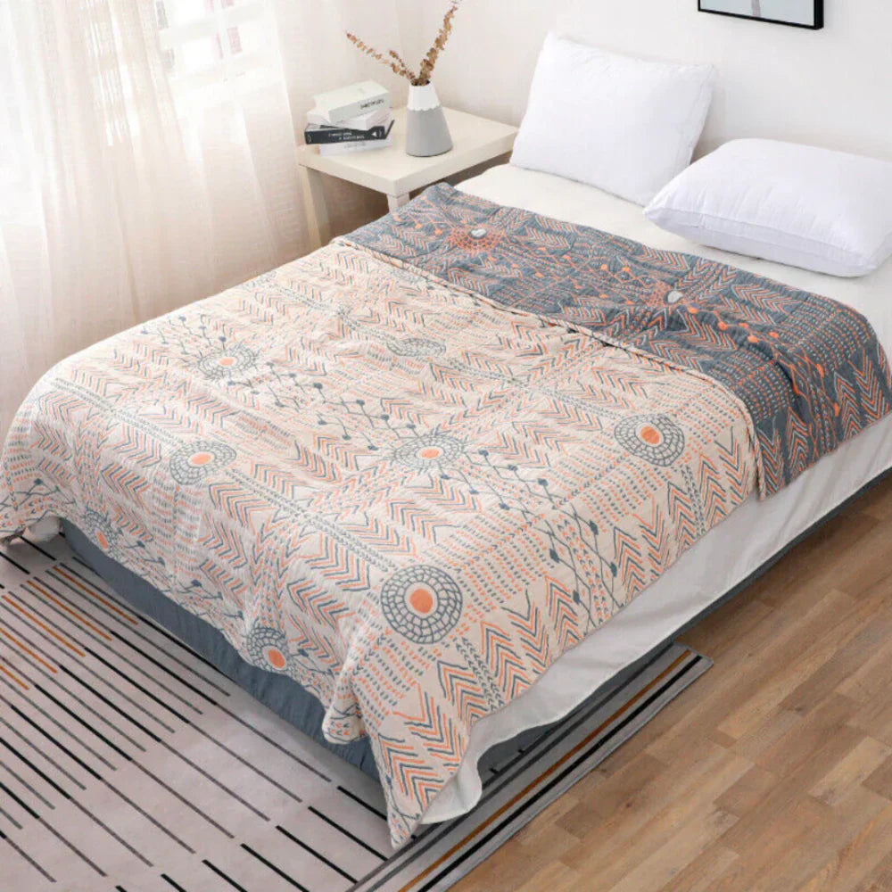 Mandoria Couverture Réversible Boho | Design Mandala | Utilisable des Deux Côtés & Douce au Toucher | 150×200 cm / 200×230 cm