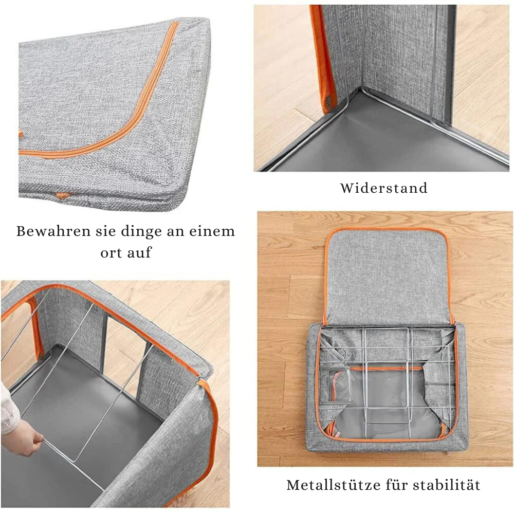 FoldiView - Boîte de rangement pliable avec cadre en métal et fenêtres