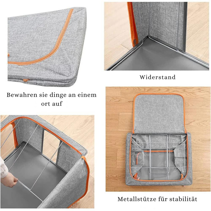 FoldiView - Boîte de rangement pliable avec cadre en métal et fenêtres