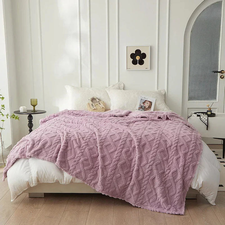 Couverture en Laine d'Agneau WoolAura | Épais des Deux Côtés | Flanelle & Laine d'Agneau | Doux & Chaud