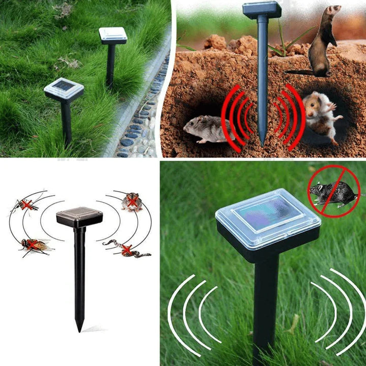 SonicGrün Solar Répulsif à Ultrasons pour Animaux | Contre les Souris, Taupes & Serpents | Résistant aux Intempéries & Écologique