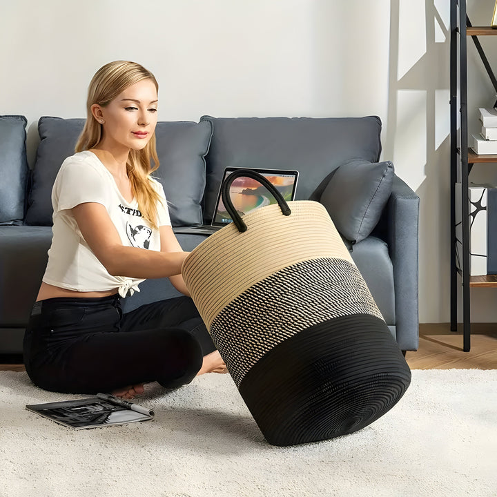 Panier de rangement CORDAVO | Pliable & Robuste | Volume de 50 L | Corde en coton au look naturel | 40×60 cm