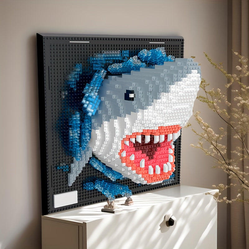 BrickVista 3D Art mural Set | Requin & Aigle | 2000 Blocs | Plastique ABS | 24,5 × 24,5 cm