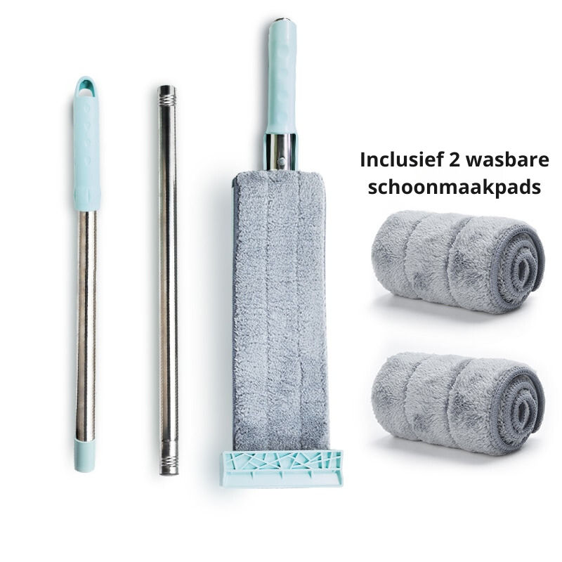 Balai à franges FlexiWisch EasyMop | Avec fonction d'essorage pliable | 2 pads lavables | Léger & Compact | Utilisable sans seau