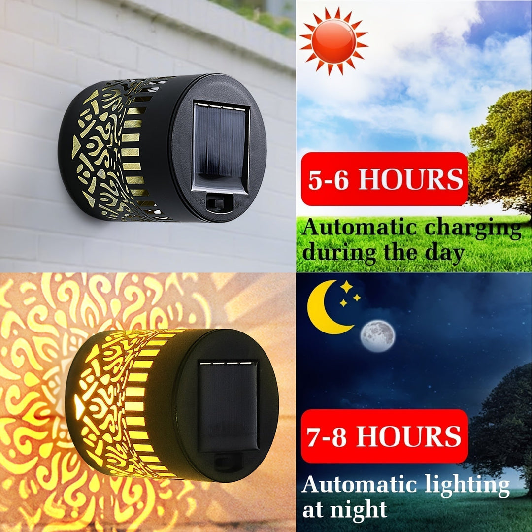 LumoraLicht Appliques Solaires Extérieures Set de 2 | IP65 Étanche | Motif Lumineux Filigrane | Sans Câble & Électricité