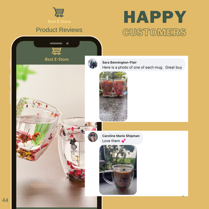 Tasses en verre avec des fleurs séchées