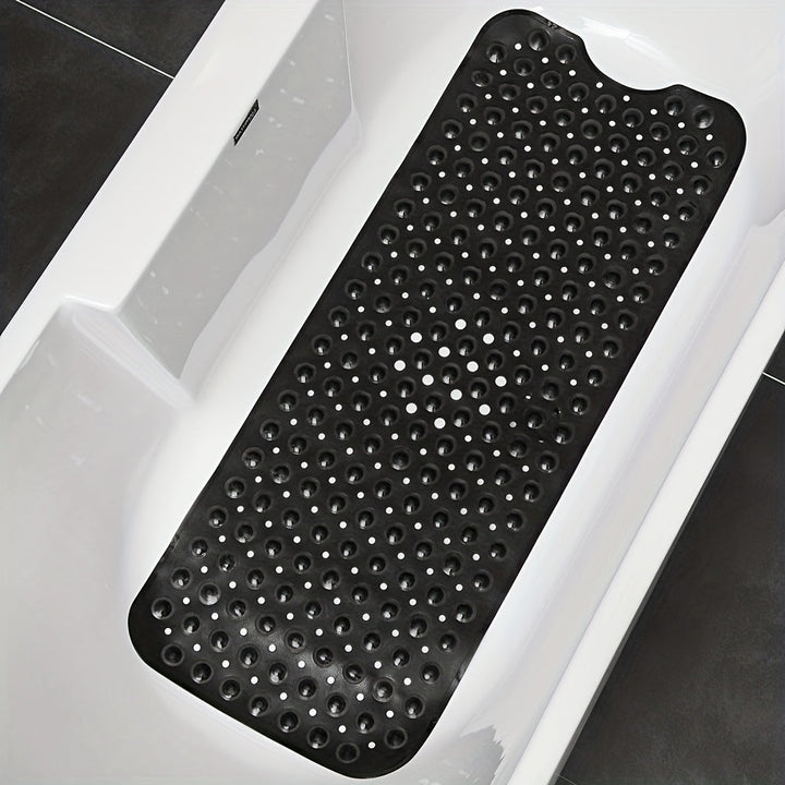 Tapis de bain antidérapant SAFELIA | Extra long (101×40 cm) | Avec ventouses et trous de drainage | PVC