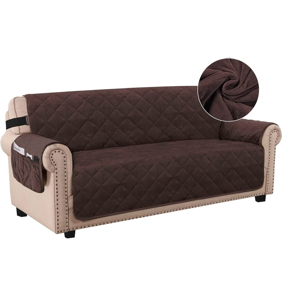 VelvetGuard Housse de canapé | Flanelle de luxe | Antidérapante & Lavable | Pour canapés 3 places jusqu'à 198 cm