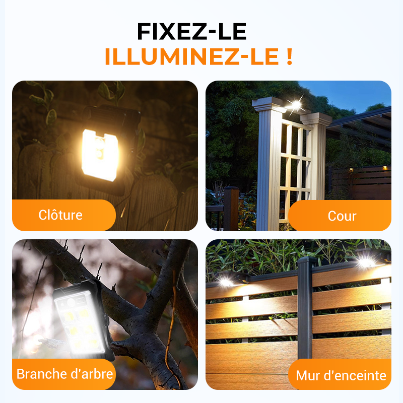 Lumière solaire extérieure à clip