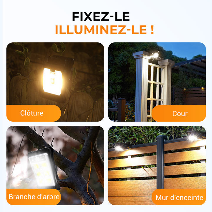 Lumière solaire extérieure à clip
