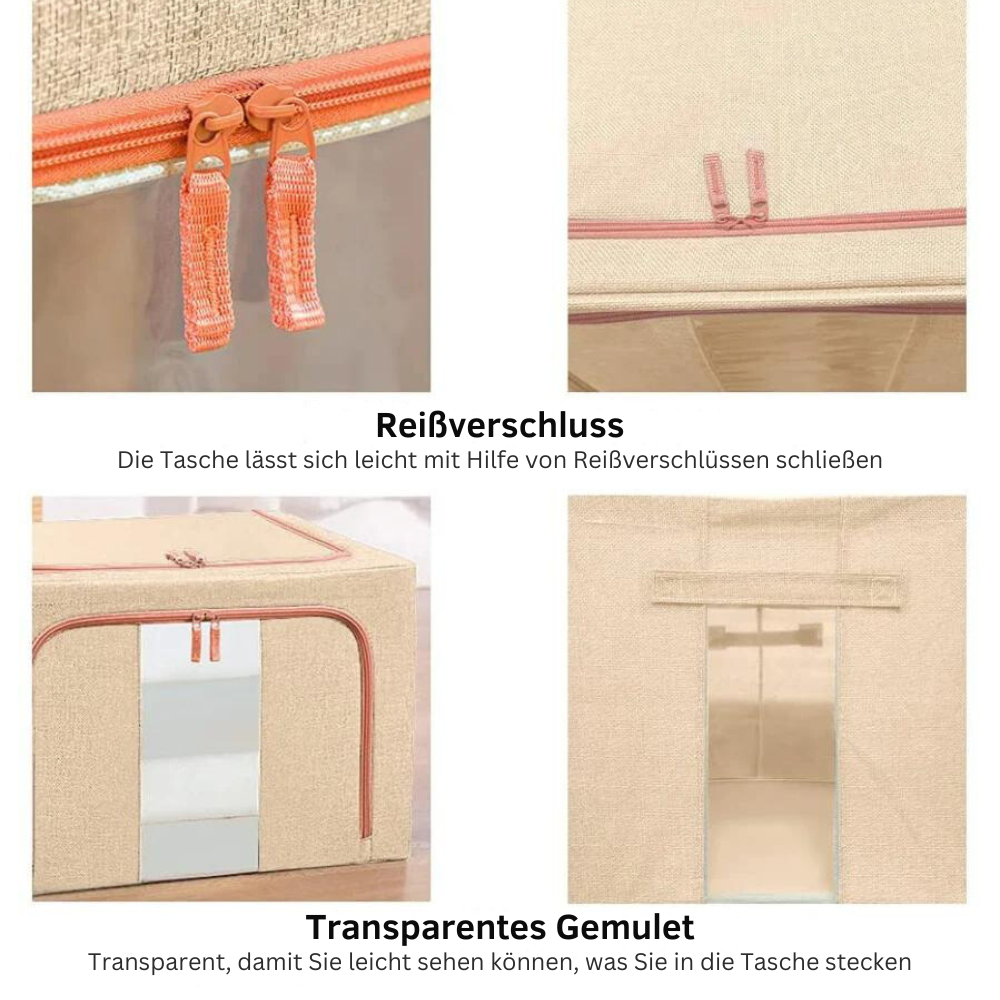 FoldiView - Boîte de rangement pliable avec cadre en métal et fenêtres