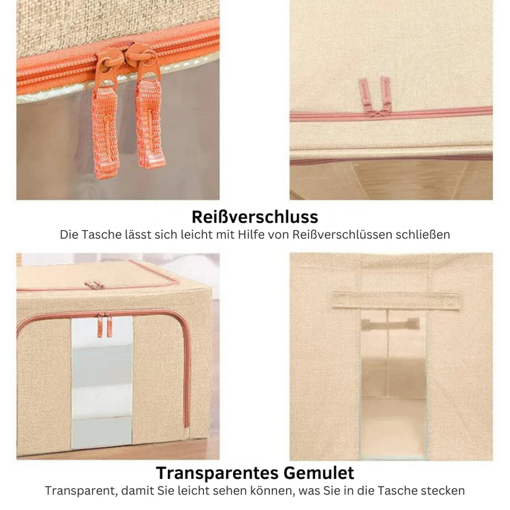 FoldiView - Boîte de rangement pliable avec cadre en métal et fenêtres