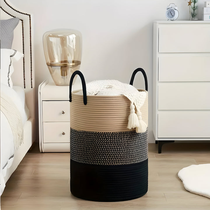 Panier de rangement CORDAVO | Pliable & Robuste | Volume de 50 L | Corde en coton au look naturel | 40×60 cm