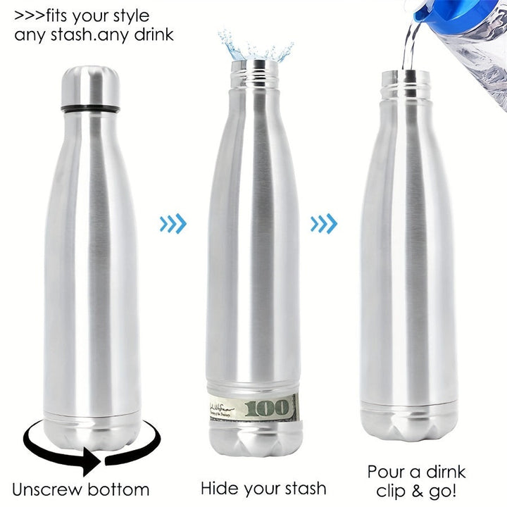 Bouteille Isolante VaultBottle Smart | Avec compartiment secret | 12h chaud & 24h froid | Acier inoxydable | 450 ml | 27×7 cm