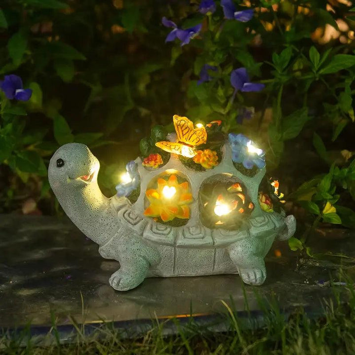 Solaro Turtle Garden | Statue de tortue solaire avec LED et succulentes | Pour jardin, terrasse et balcon