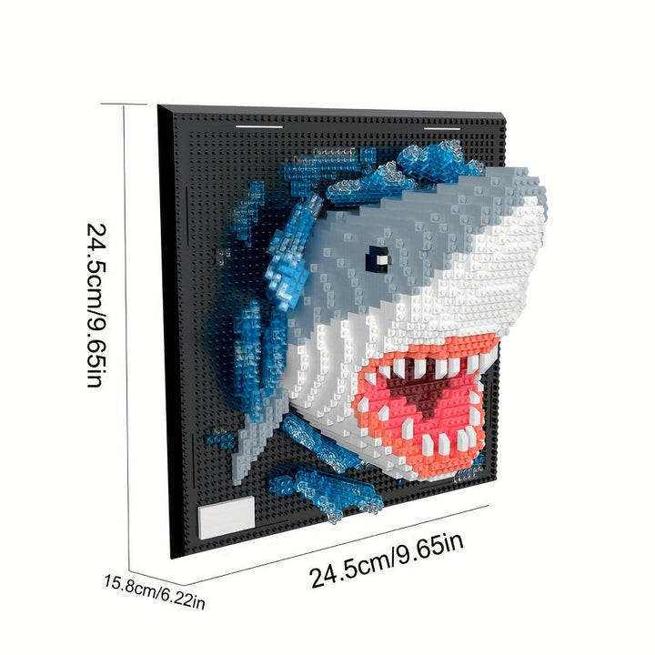 BrickVista 3D Art mural Set | Requin & Aigle | 2000 Blocs | Plastique ABS | 24,5 × 24,5 cm