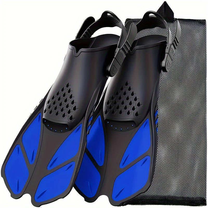 Palmes de snorkeling SeaVana Glide | Ajustables & Courtes | Talon Ouvert | Pour Voyage & Loisirs | Unisexe