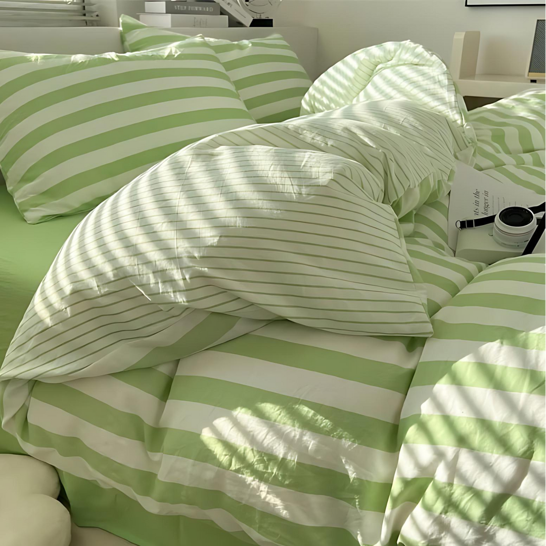 Ensemble de literie LinoStripe | Rayé & Élégant | Doux & Respirant | Différentes Tailles