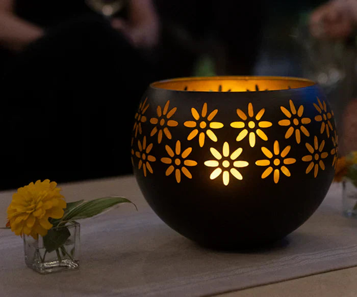 Lampe à bougie | FloraGlow | Lampe parfumée avec motif floral | Dimmable & Décorative | Céramique