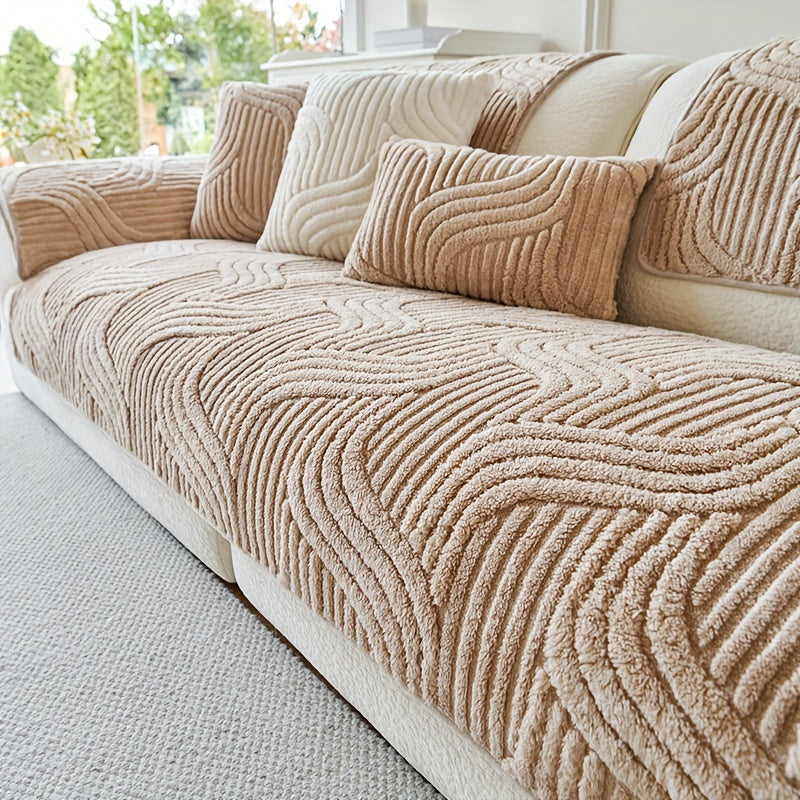 SofaHaven Housse de canapé en peluche | Antidérapante & Lavable | Douce & Respirante