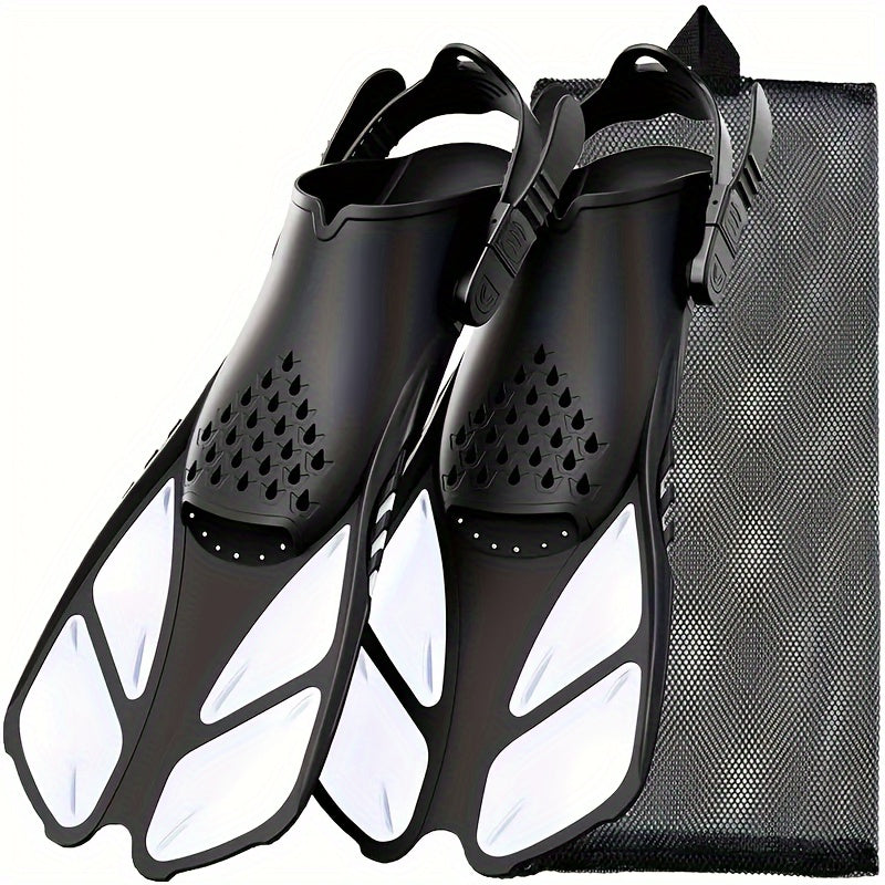 Palmes de snorkeling SeaVana Glide | Ajustables & Courtes | Talon Ouvert | Pour Voyage & Loisirs | Unisexe