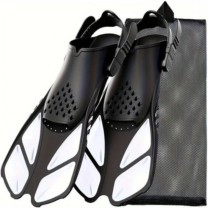 Palmes de snorkeling SeaVana Glide | Ajustables & Courtes | Talon Ouvert | Pour Voyage & Loisirs | Unisexe