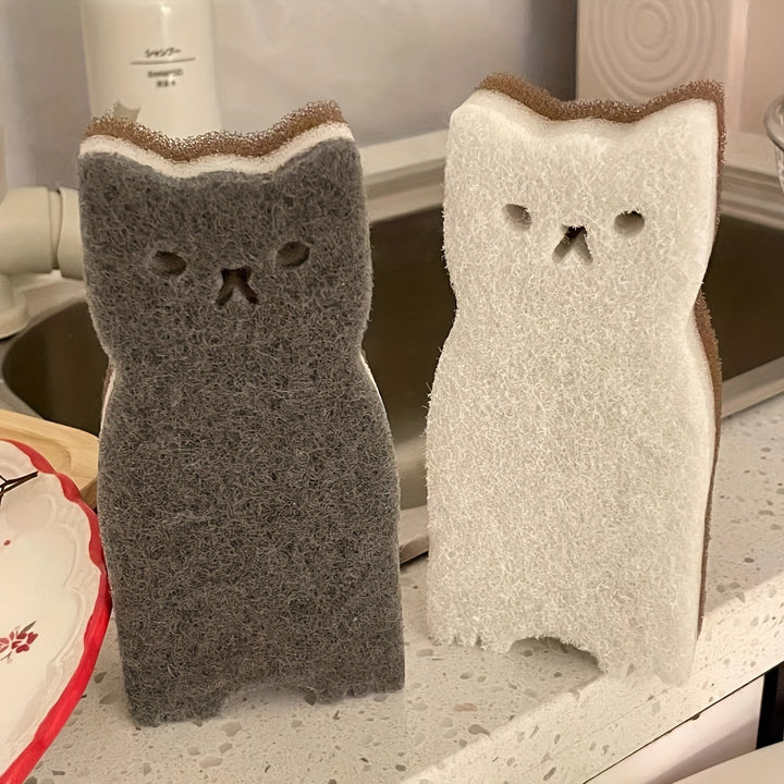 Ensemble d'éponges pour chats Pawlina 4 pièces | Sans rayures & Réutilisable | Pour la cuisine & le ménage | Matériau en mousse haute densité