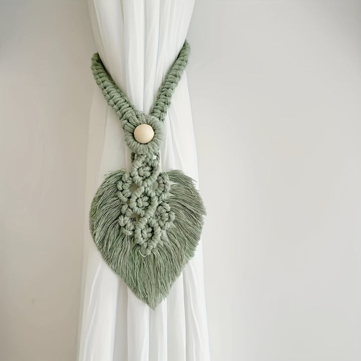 Support de rideau Boho KNOTANA | Set de 2 | Tissé à la main en 100 % coton | 45 cm | Style macramé