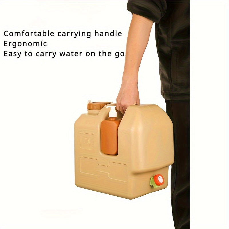 AquaTrek Conteneur d'eau extérieur avec distributeur | Compact & Portable | Avec support à savon | Idéal pour le camping & les voyages