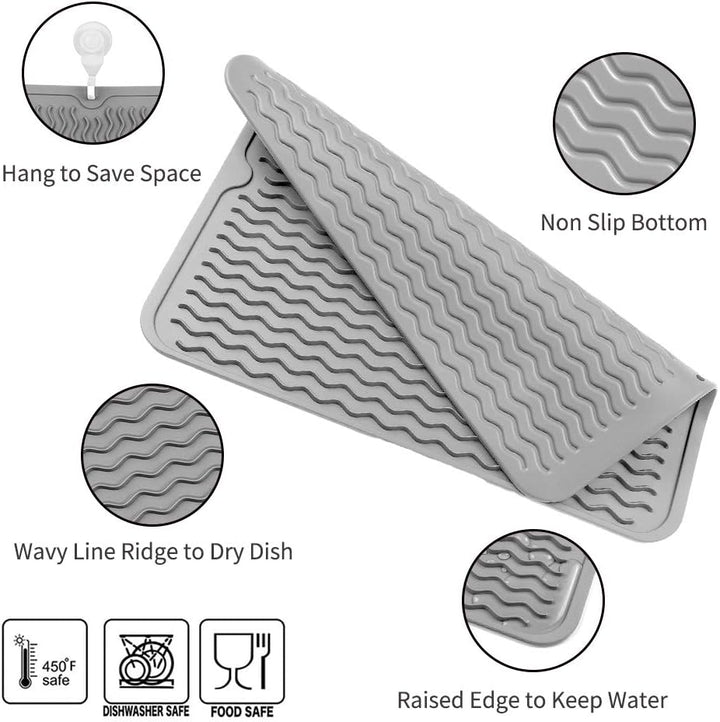 KÜCHENWELLA Tapis de Cuisine en Silicone | Résistant à la Chaleur & Antidérapant | Tapis d'égouttage, Insert de Réfrigérateur & de Tiroir | Sans BPA & Facile à Nettoyer