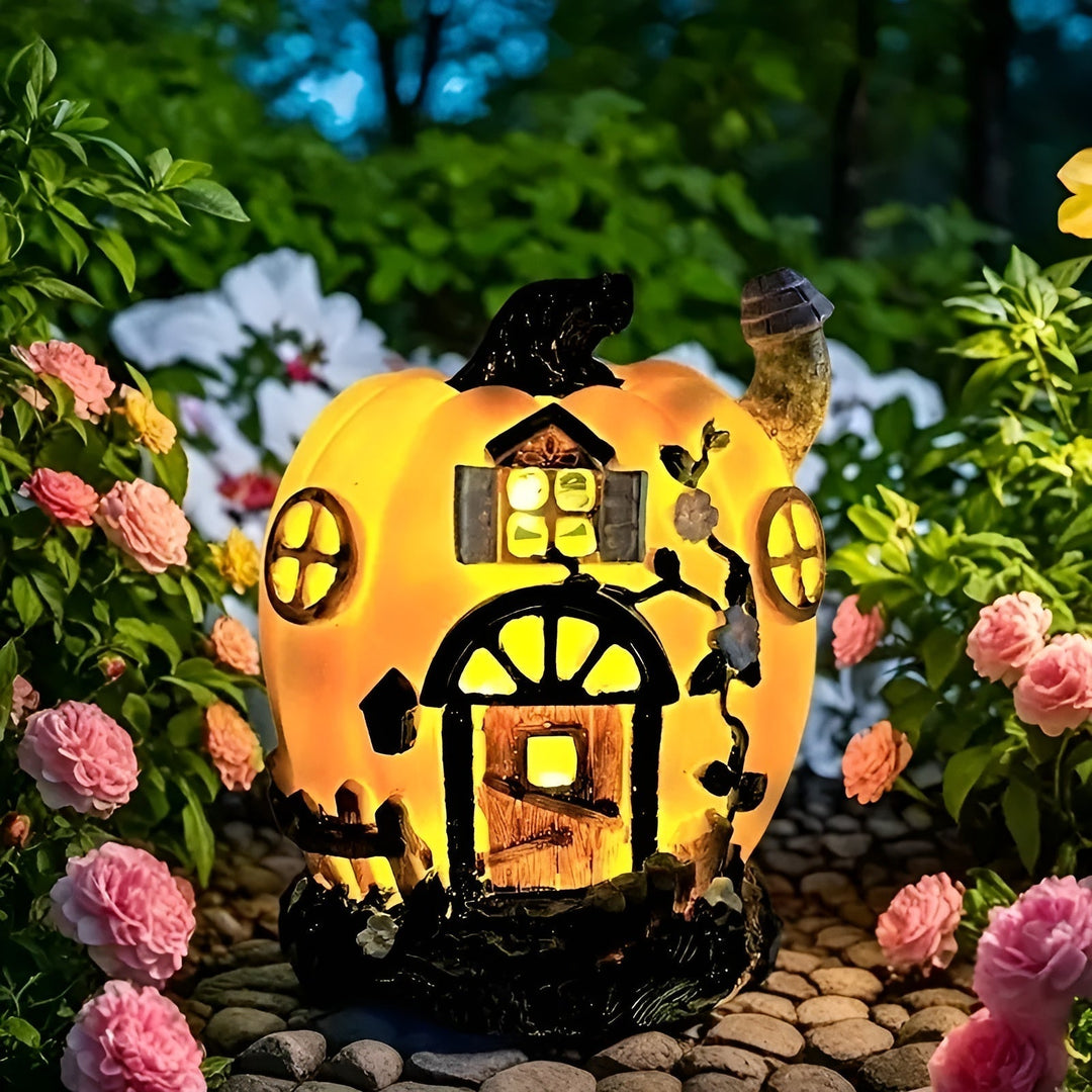 Maison Citrouille Solaire Lumipumpa | Lampe de Jardin LED | Résistante aux Intempéries & Économique en Énergie | Parfaite pour Halloween & Décorations d'Automne