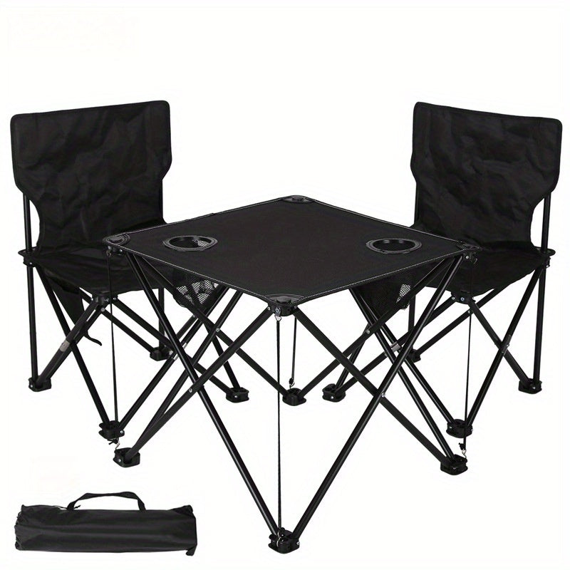 Ensemble de sièges de jardin pliable Campafleur | 2 chaises & 1 table | Motif floral | Portable & Résistant aux intempéries