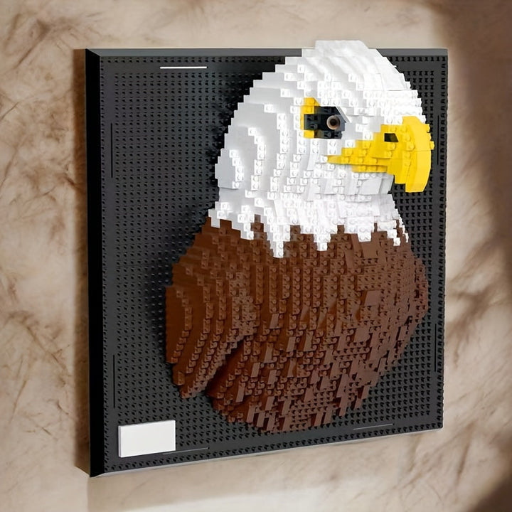 BrickVista 3D Art mural Set | Requin & Aigle | 2000 Blocs | Plastique ABS | 24,5 × 24,5 cm