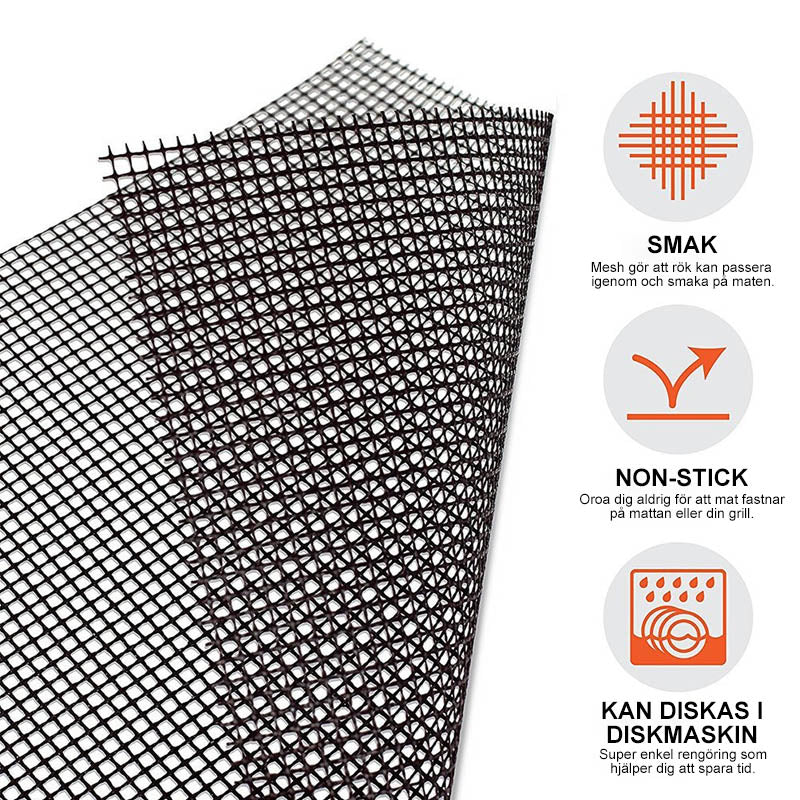 Grillfine BBQ Grillnetz / Tapis de Grill | Antiadhésif & Réutilisable | Résistant à la chaleur jusqu'à 370 °C | Pour Viande, Poisson & Légumes